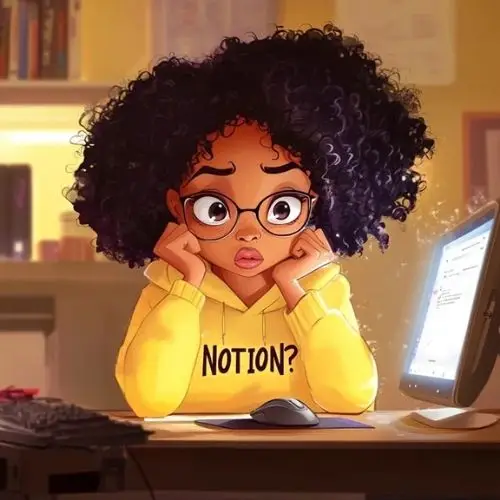 How to use Notion templates - confused African American cartoon character wearing a yellow hoodie