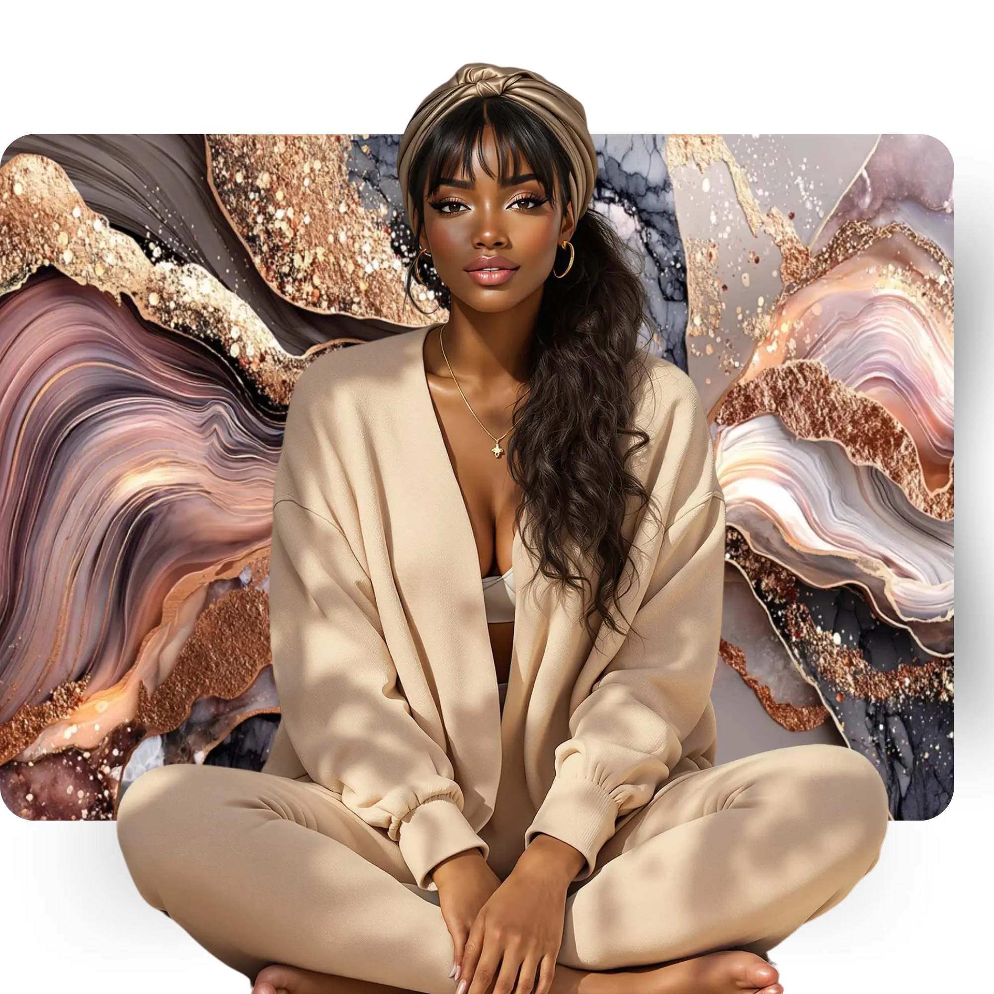 Serene Black woman in cozy loungewear, journaling for self-discovery — symbolizing reflective, intentional living.